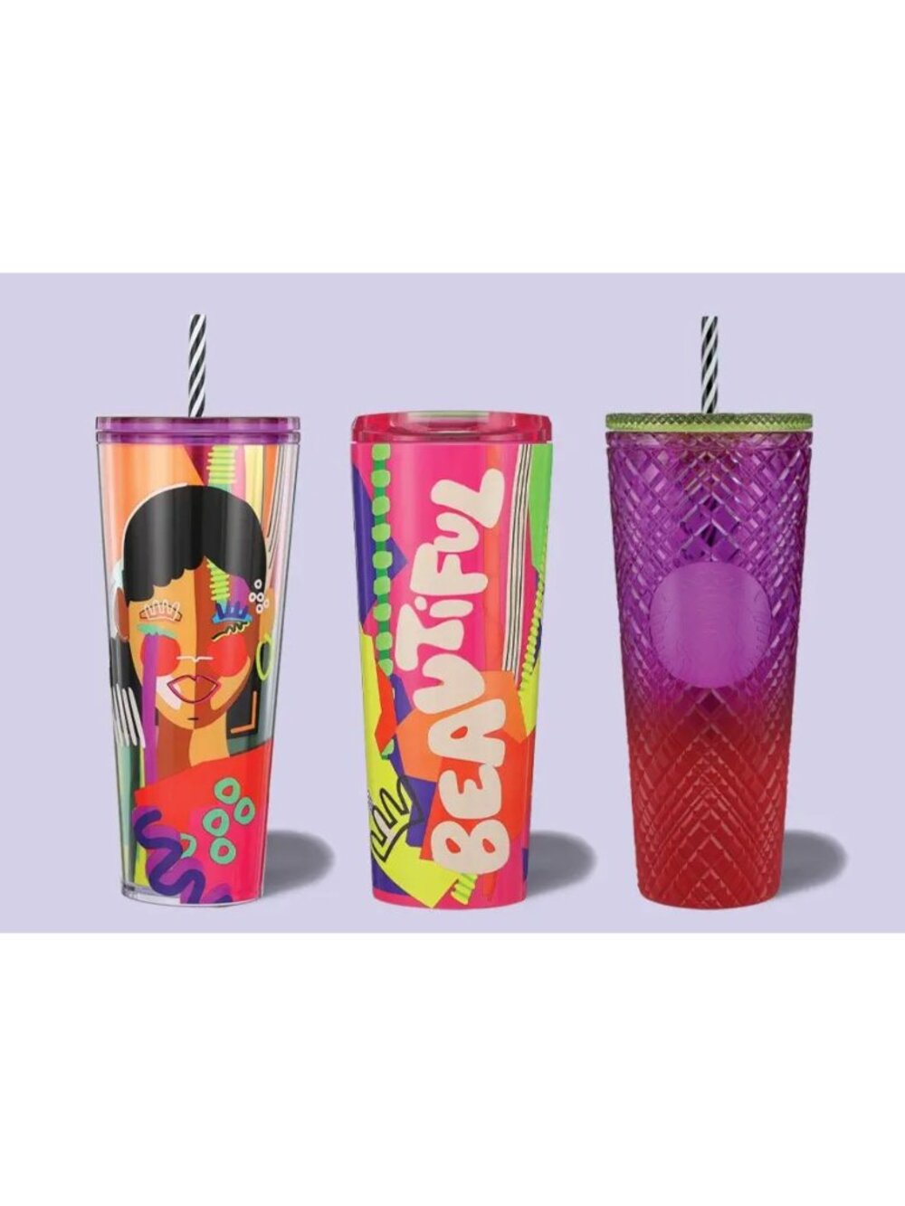 NWT Lot of 3 Starbucks X Shae Anthony 2024 Rainbow Graphic 'She x This' Tumblers